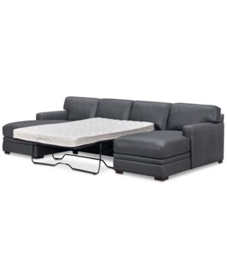 Avenell 3-Pc. Leather Sectional with Double Chaise & Full Sleeper Loveseat, Created for Macy's