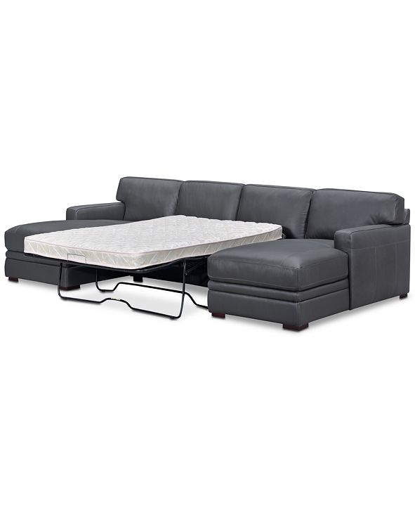 Furniture Avenell 3-Pc. Leather Sectional with Double ...