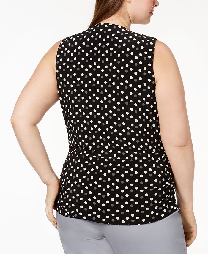 Anne Klein Plus Size Dot-Print Top & Reviews - Tops - Plus Sizes - Macy's
