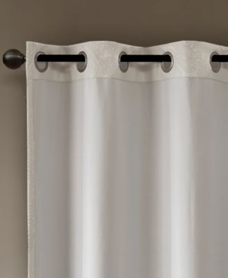 Bentley Ogee Knitted Jacquard Total blackout curtains for bedroom, Silver grommet top fit up to 1.25 inches rod Single Curtain Panel for Living Room, Width 50 length 95 inches, Pitch Black Ambiance Ivory Window Panel