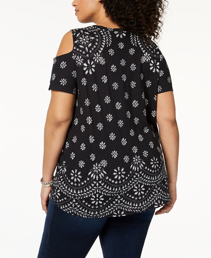Style & Co Plus Size Cotton Cold-Shoulder Tunic, Created for Macy's ...