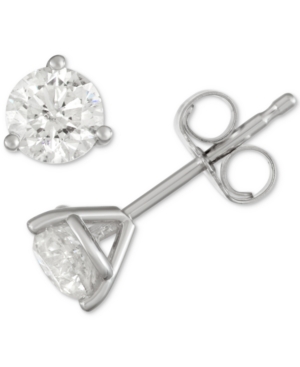 image of Diamond Three-Prong Stud Earrings (3/4 ct. t.w.) in 14k White Gold