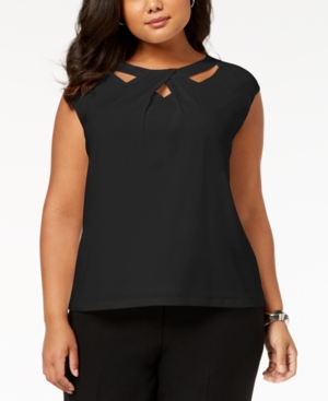 image of Kasper Plus Size Crossover Cutout Top