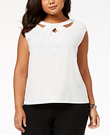 Plus Size Crossover Cutout Top