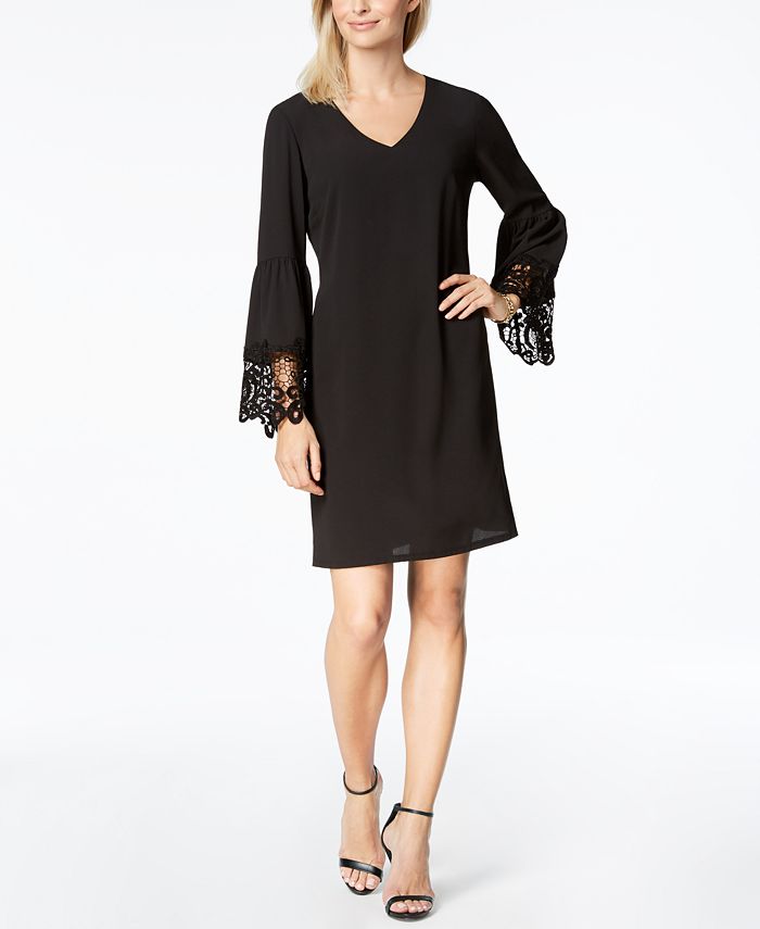 MSK Lace-Trim Bell-Sleeve Shift Dress - Macy's