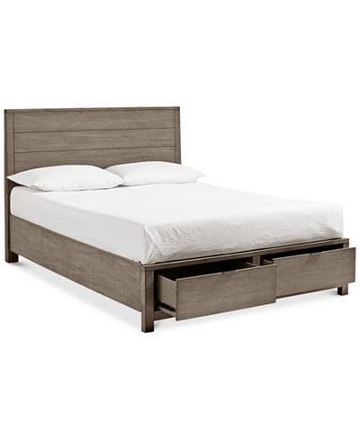 Tribeca Grey Storage Queen Platform Bed, Created for Macy&#39;s - Furniture - Macy&#39;s