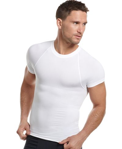 One Flat Jack Men's Underwear, Body Shaper Seamless Crew Neck T Shirt