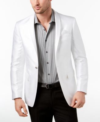 Tallia - Men's Slim-Fit White Horizontal Stripe Dinner Jacket