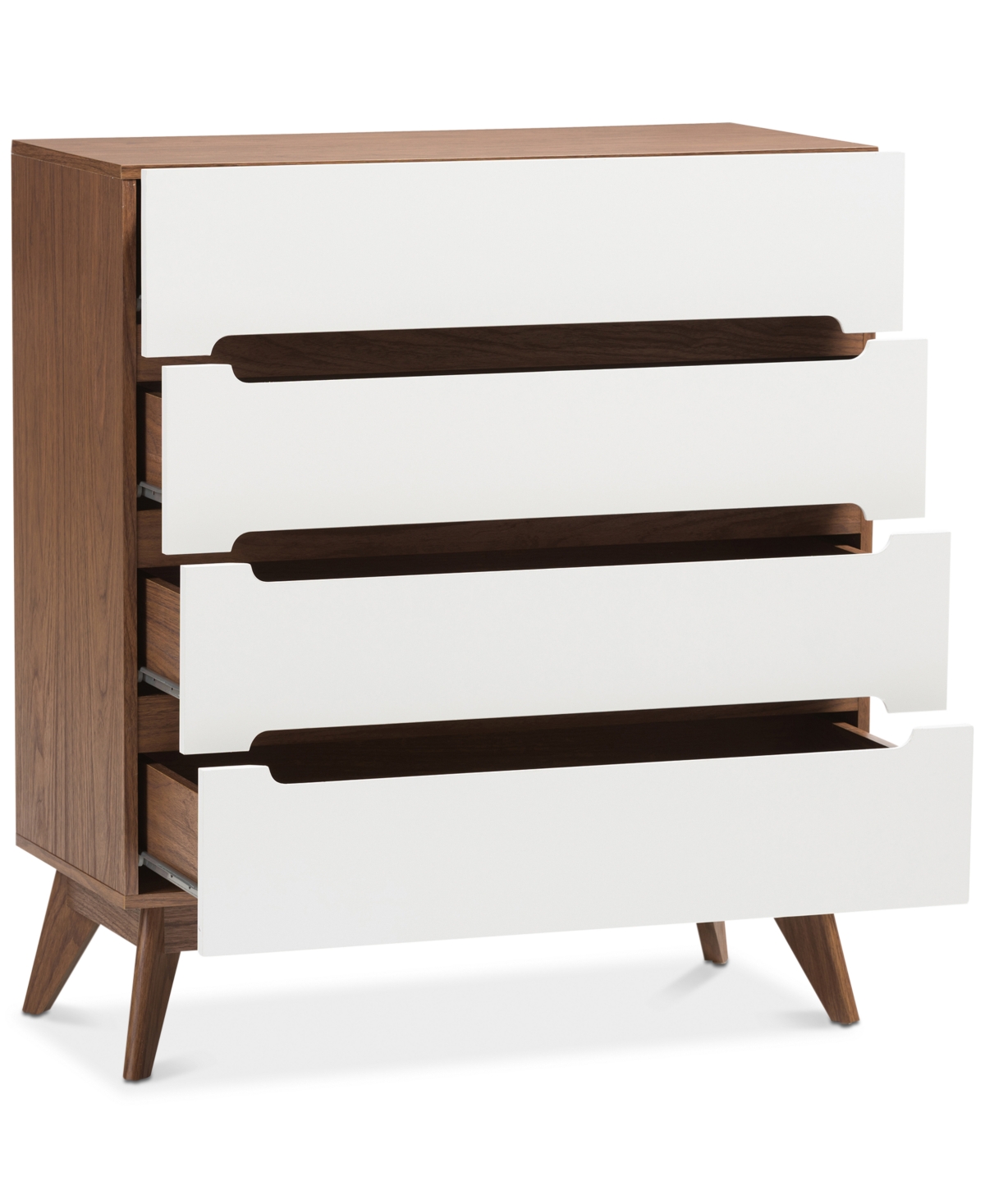 Macy's Calypso 4-drawer Chest In White,walnut