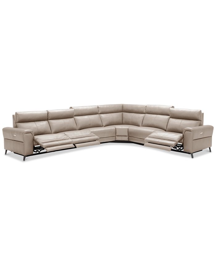 Danvors 7 Pc Leather Sectional Sofa With 3 Power Recliners Odditieszone