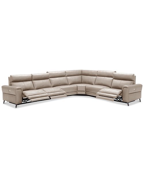Furniture Raymere 6 Pc Leather Sectional Sofa With 3 Power