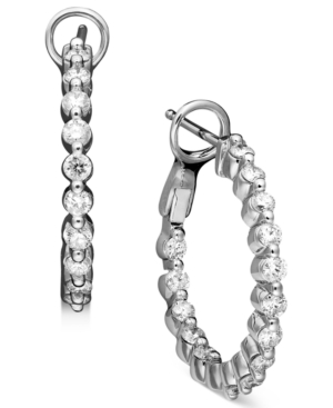 image of Diamond Hoop Earrings in 14k White Gold (1 ct. t.w.)