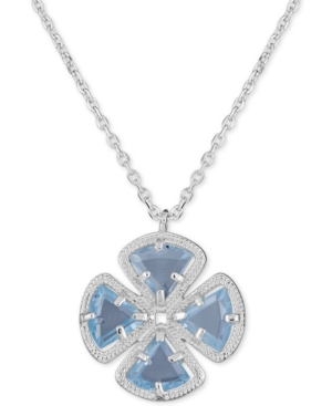 image of Sky Blue Topaz Clover Pendant Necklace (3-5/8 ct. t.w.) in Sterling Silver, 16
