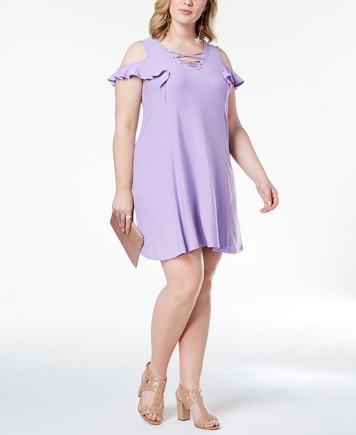 Gold Trendy Plus Size LaceUp ColdShoulder Dress Macy's