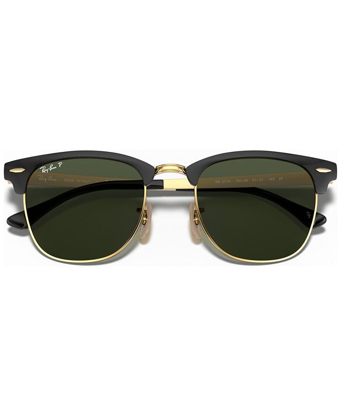 Ray-Ban Polarized Sunglasses, RB3716 CLUBMASTER METAL - Macy's