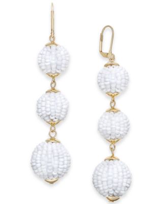 INC International Concepts - Gold-Tone Beaded Ball Triple Drop Earrings