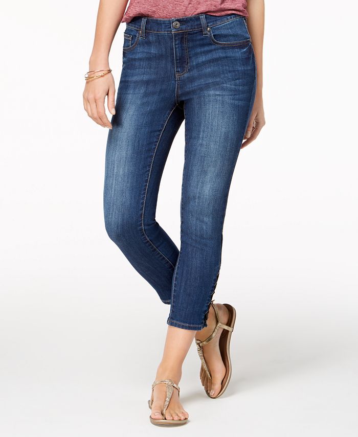 Style & Co Petite Lace-Up Hem Cropped Skinny Jeans, Created for Macy's ...