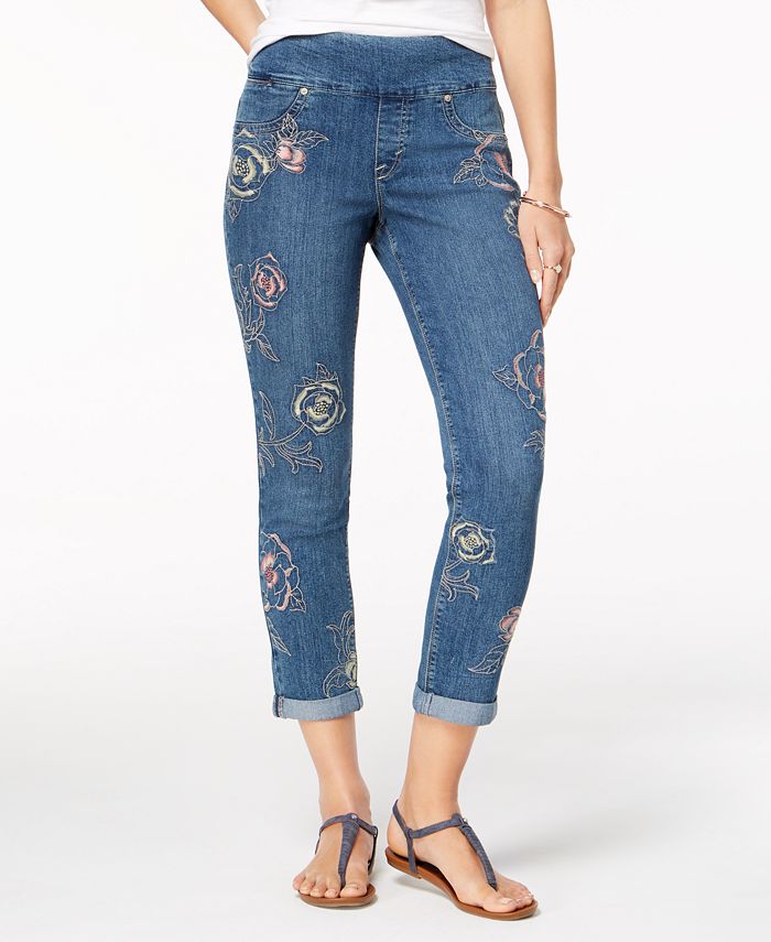 Style & Co Embroidered Boyfriend Jeans, Created for Macy's - Macy's