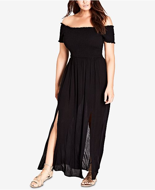 City Chic Trendy Plus Size Off The Shoulder Maxi Dress Reviews