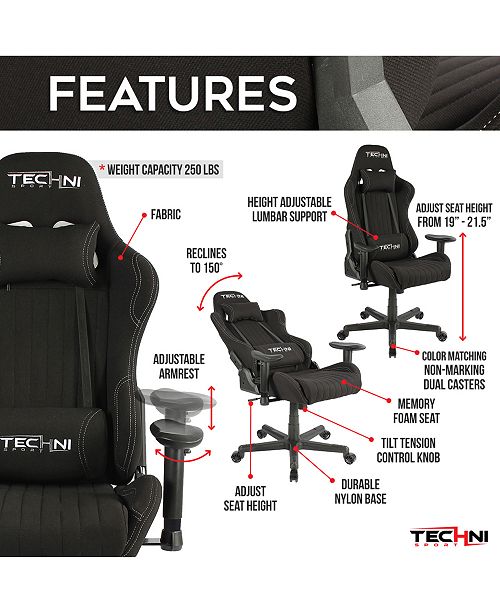 RTA Products Techni Sport TS-F44 Gaming Chair & Reviews - Furniture ...
