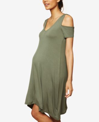 Maternity Cold Shoulder Mesh Layered Hem Cami Romper Photography Dress main image 0
