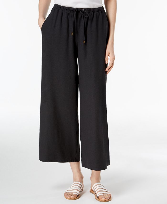Eileen Fisher Silk Wide-Leg Cropped Pants, Regular & Petite - Macy's