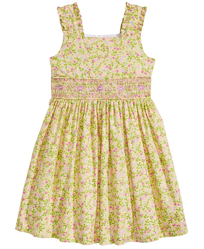 Bonnie Jean Smocked-Waist Floral-Print Dress, Little Girls - Macy's