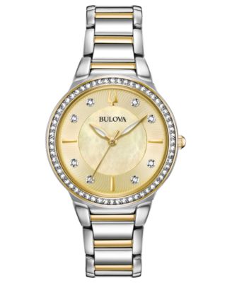 Bulova - Women's Crystal Two-Tone Stainless Steel Bracelet Watch 32mm