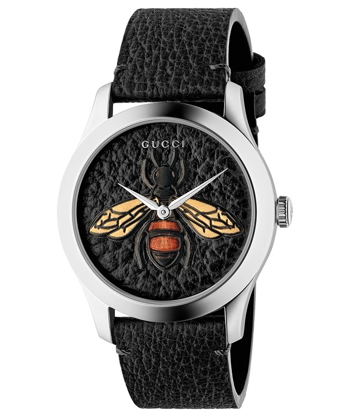 Gucci Unisex Swiss GTimeless Black Leather Strap Watch 38mm Macy's