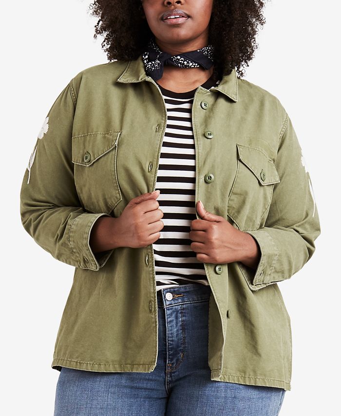 Levi's Plus Size Cotton Embroidered Jacket - Macy's