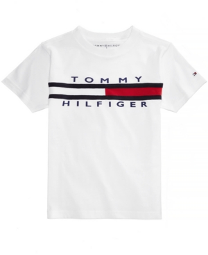 Shop Tommy Hilfiger Big Boys Graphic-print Cotton T-shirt In White