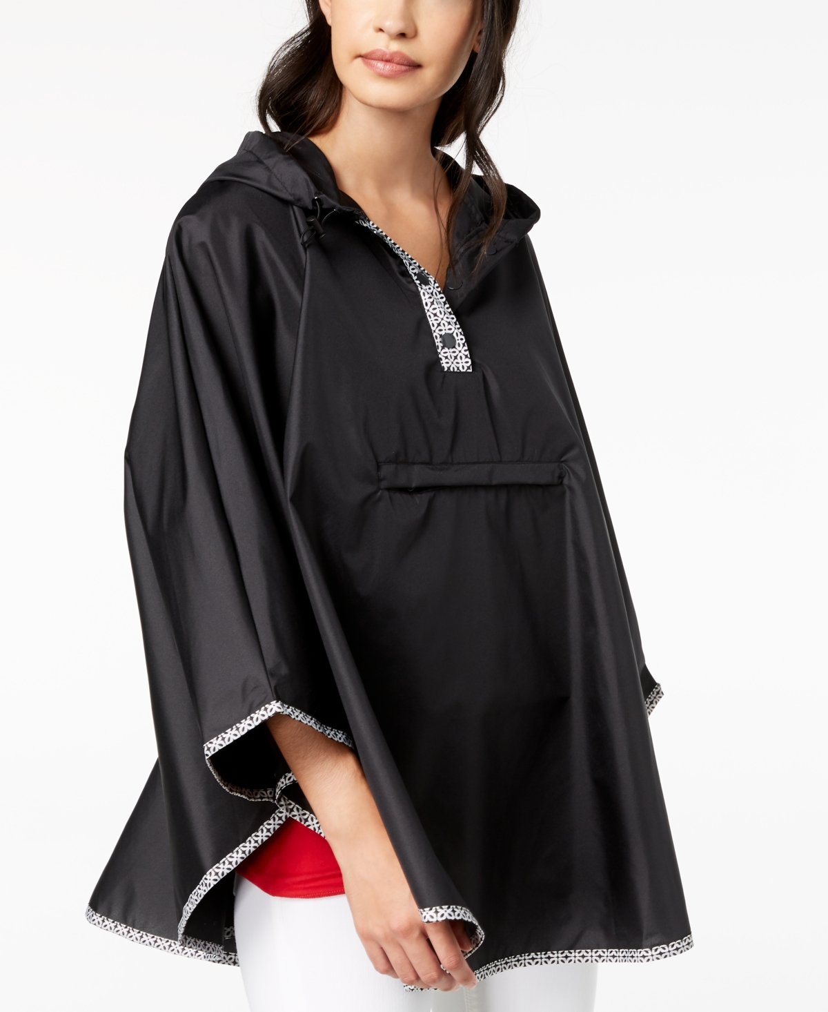 Women's Water-Repellent Pack-able Rain Poncho - Black