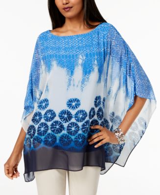 売れ筋商品|||ジェイエムコレクション カットソー トップス レディース Petite Printed Poncho Top, Exclusively at Macy's Eggnog Combo JM Collection Petite Printed Poncho Top, Created for Macy's