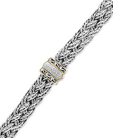 Balissima by EFFY® Diamond Braided Bracelet (1/10 ct. t.w.) in Sterling Silver & 18k Gold