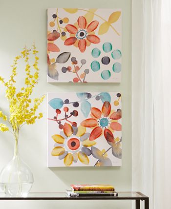 JLA Home - Intelligent Design Sweet Florals 2-Pc. Hand-Embellished Canvas Print Set