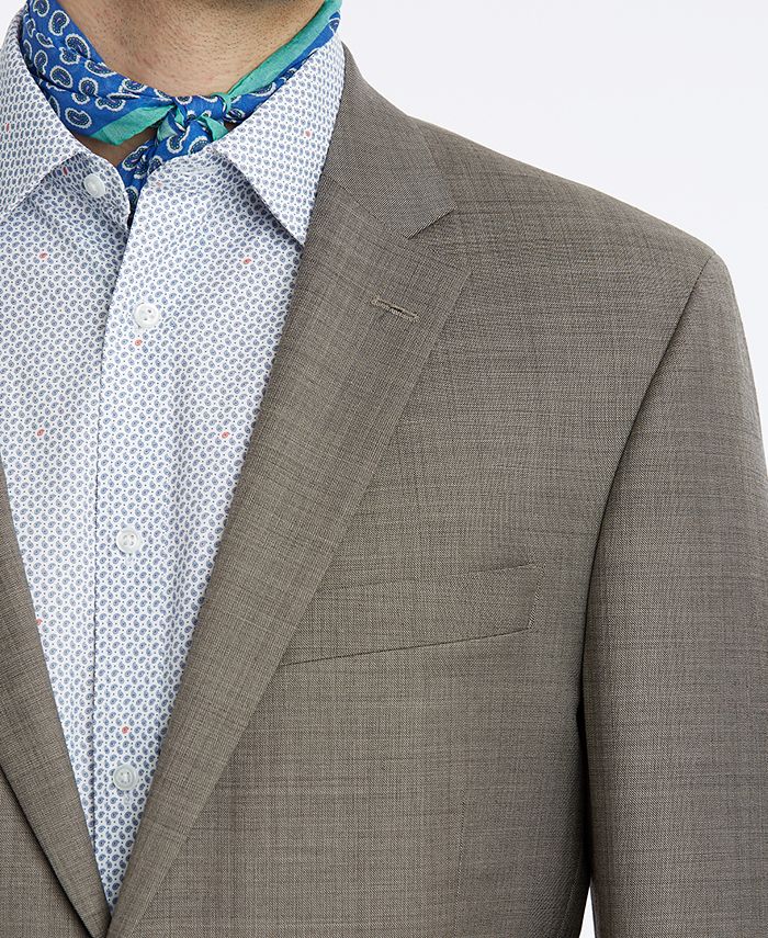 Men's Hybrid Fit Sharkskin Suit in Oatmeal Tan main image 1