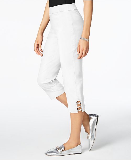 JM Collection PullOn LatticeInset Capri Pants, Created for Macy's