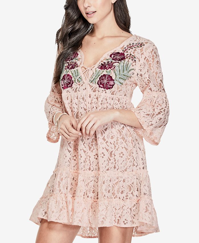 Guess Capri Embroidered Lace Dress Reviews Dresses Juniors Macy S
