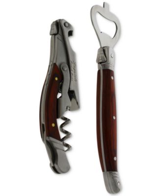 Laguiole Bottle Opener Bar Set with Pakkawood Handles, 2 Piece.