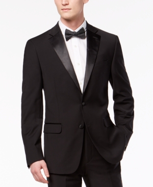 CALVIN KLEIN MEN'S X-FIT SLIM-FIT INFINITE STRETCH BLACK TUXEDO JACKET