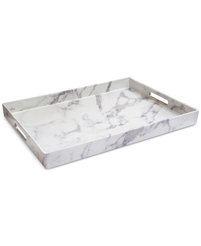 Jay Imports MarbleLook Rectangular Tray with Handles Macy's