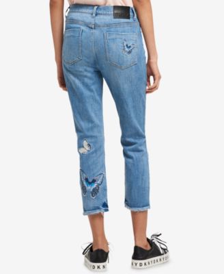 DKNY Embroidered Skinny Jeans