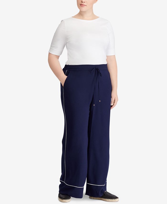 Lauren Ralph Lauren Plus Size Wide-Leg Pants - Macy's