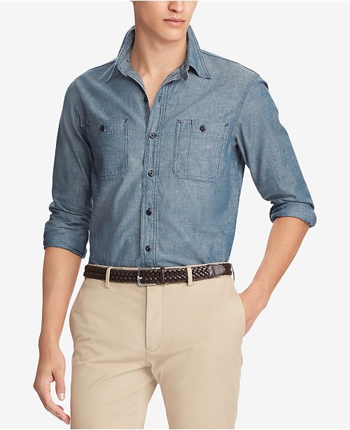 Polo Ralph Lauren Men's Classic Fit Chambray Workshirt - Casual Button ...