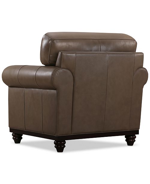 Martha Stewart Collection Bradyn Leather 40" Armchair, Created for Macy
