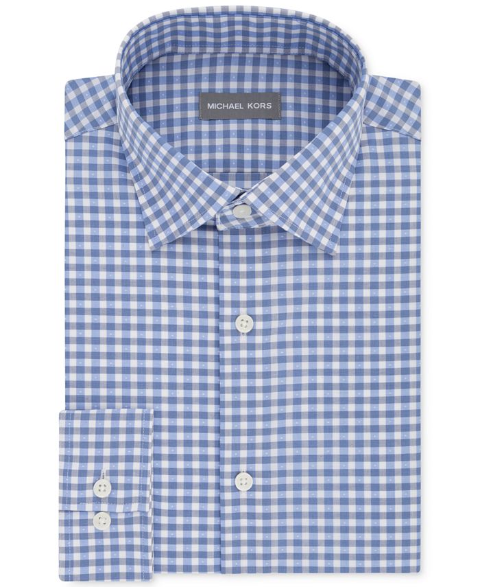 Micheal Kors Men's Slim Fit Airsoft Stretch Performance Check Dress Shirt Blue Size 15.5X34X35 main image 1
