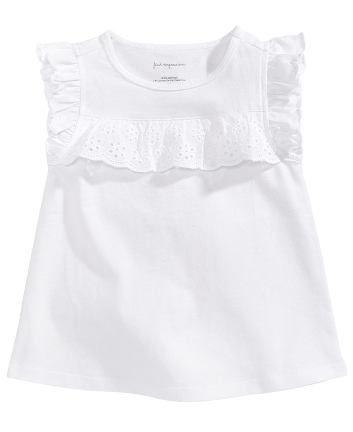 First Impressions Eyelet-Ruffle Cotton T-Shirt, Baby Girls, Created for ...