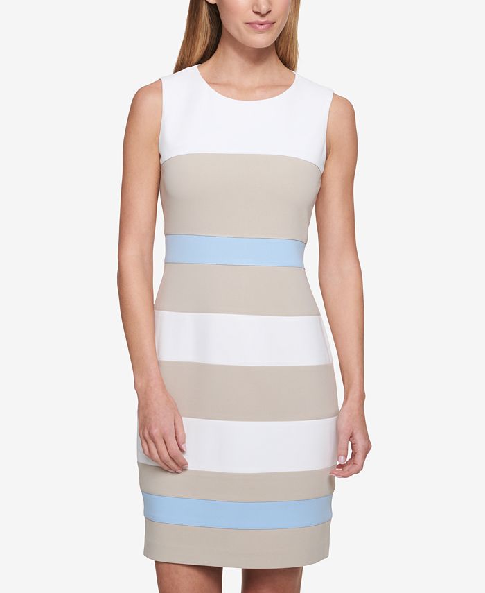 Tommy hilfiger striped deals scuba sheath dress