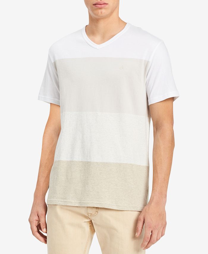 Calvin Klein Jeans Men's Heather Colorblocked V-Neck T-Shirt - Macy's
