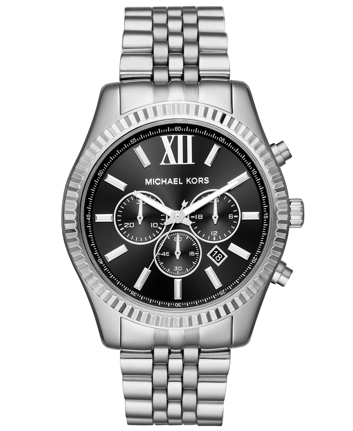 Michael Kors Men's Chronograph Lexington Stainless Steel Bracelet Watch 44mm In Silver,black